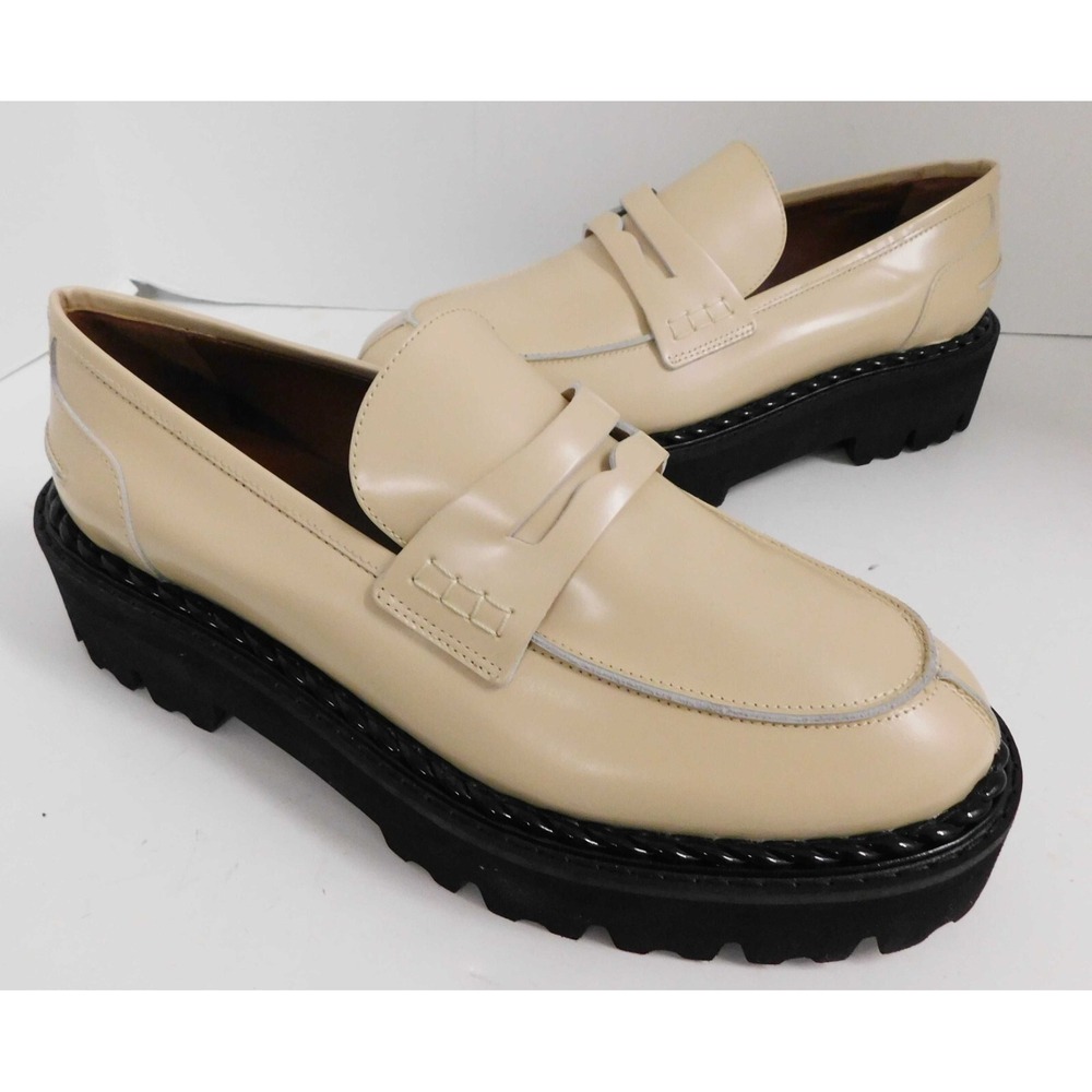 NEW AQUATALIA WATERPROOF LOAFER SHOES LEATHER PLATFORM CREAM YELLOW $440rt 9.5 M
